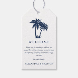 Palm Tree Beach Marin Blå Bröllop  Presentetikett