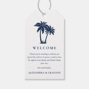 Palm Tree Beach Marin Blå Bröllop  Presentetikett