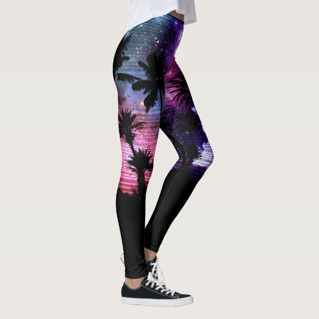 Palm Tree Beach, Space Galaxy Star, Leggings (Höger)