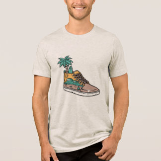 Palm Tree & Beach Wave Shoe Illustration T Shirt