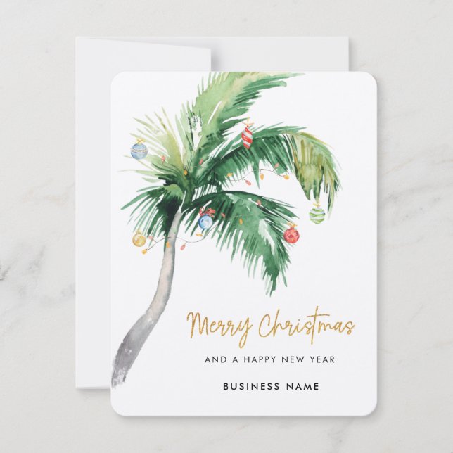 Palm Tree Business Logo Christmas Holiday Card Julkort (Framsida)