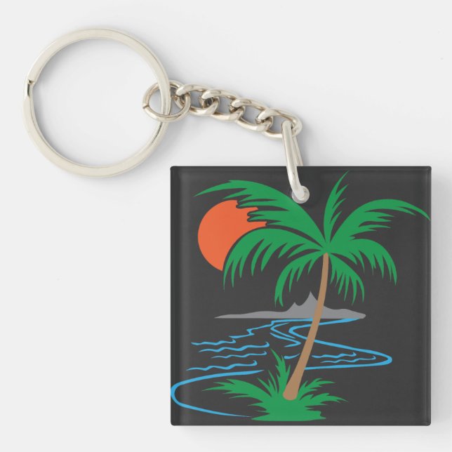 Palm Tree by the River | Tropical Sunset Art (Framsidan)