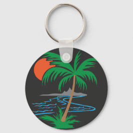 Palm Tree by the River | Tropical Sunset Art Nyckelring