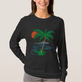 Palm Tree by the River | Tropical Sunset Art T Shirt