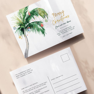 Palm Tree Coastal Jul Holiday Flytt Meddelande Vykort