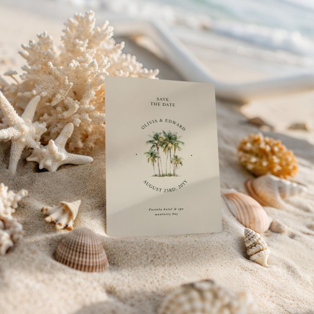 Palm Tree Destination Elegant Coastal Wedding Spara Datumet (Skapare uppladdad)