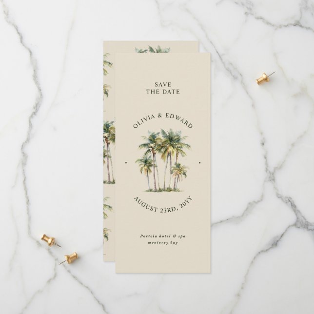 Palm Tree Destination Elegant Coastal Wedding Spara Datumet (Fram/Back In Situ)