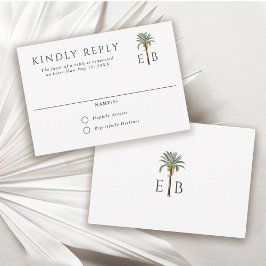 Palm Tree Elegant Tropical Monogram Wedding OSA Kort