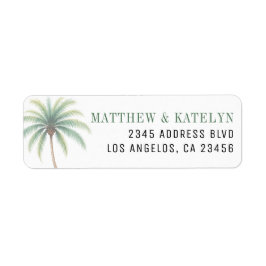 Palm Tree Island Destination Green Wedding Returadress Etikett