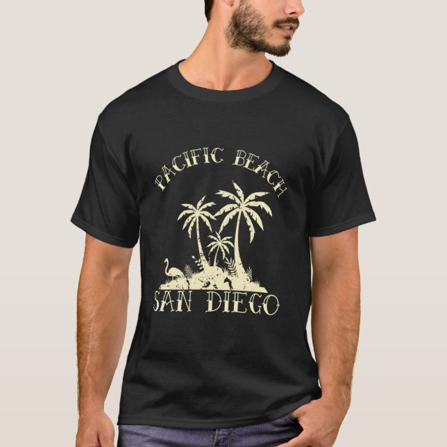 Palm Tree Island Pacific Beach San Diego T Shirt (Framsida)
