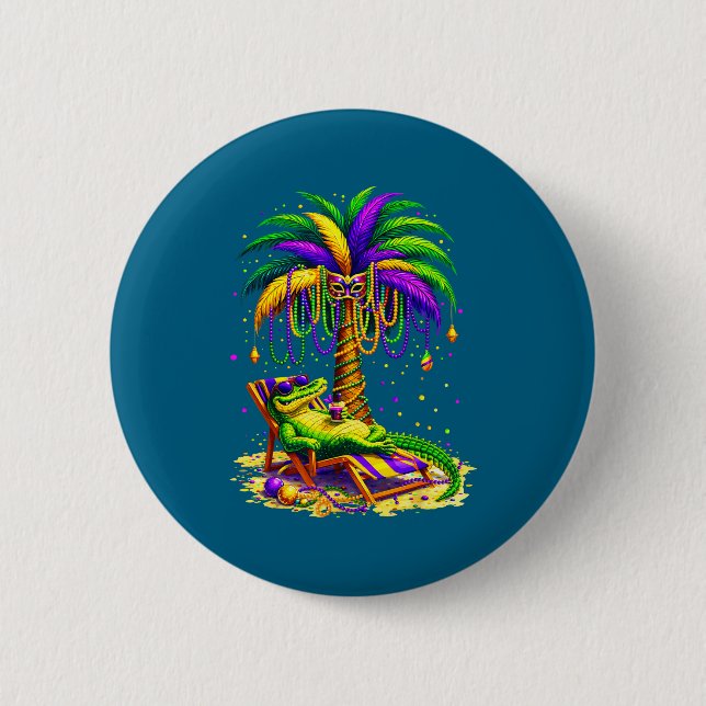 Palm Tree Mardi Gras Hawaiian Trocal Louisiana All Knapp (Framsida)
