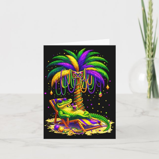 Palm Tree Mardi Gras Hawaiian Trocal Louisiana All Kort (Framsida)