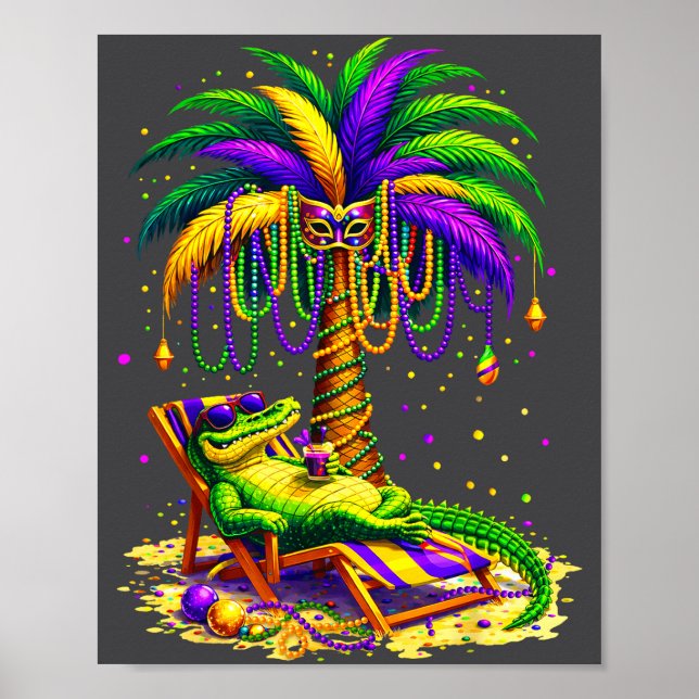 Palm Tree Mardi Gras Hawaiian Trocal Louisiana All Poster (Framsidan)