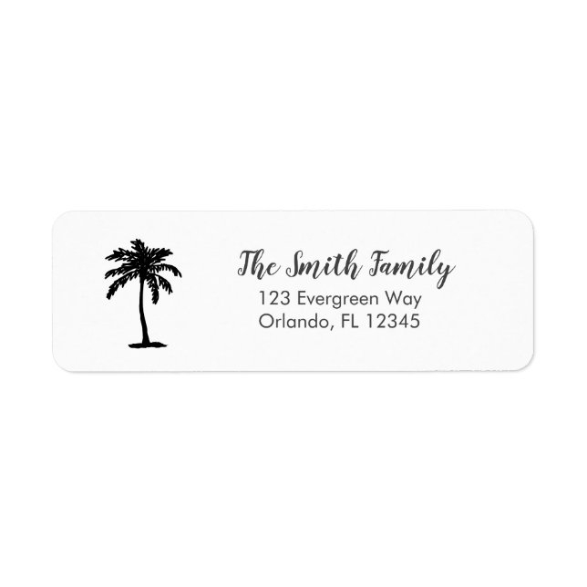 Palm Tree Painting Art Address Label Returadress Etikett (Framsidan)