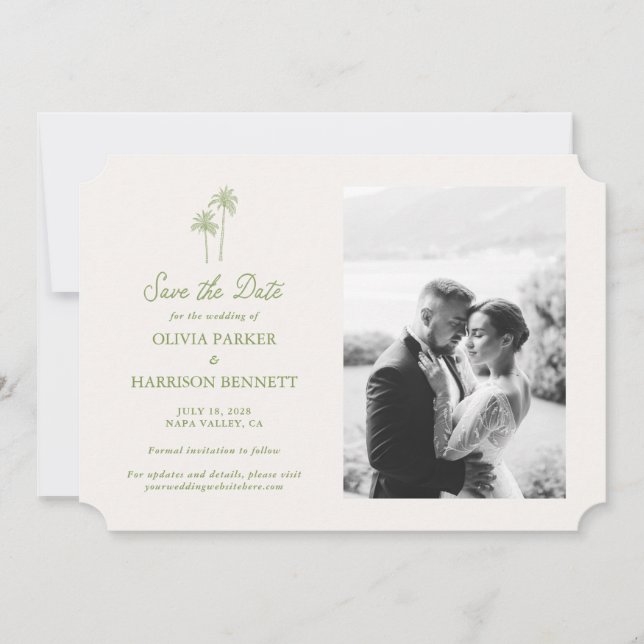 Palm Tree Photo Wedding Save the Date Inbjudningar (Framsida)