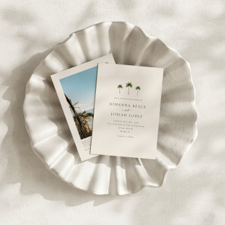 Palm Tree QR Code Photo Wedding Invitation Inbjudningar