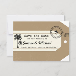 Palm Tree resa tema Bagage Tag Save the Date Spara Datumet