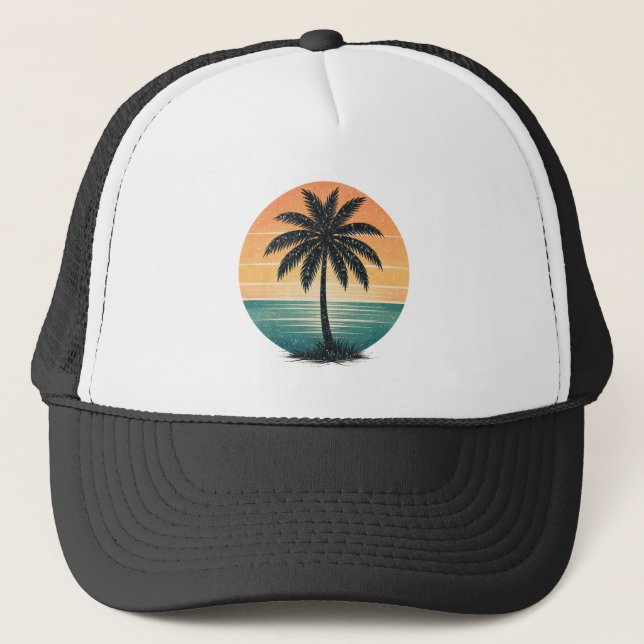 Palm Tree - Retro Style Tropical Beach Sun Summer  Keps (Framsida)