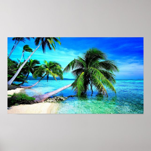 Palm Tree Tropical Island Beach Poster (Framsidan)
