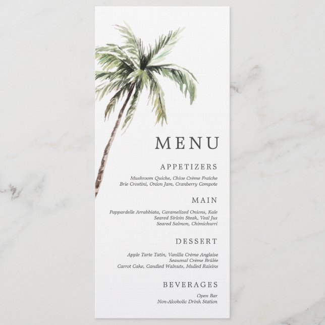 Palm Tree Tropical | Minimal Wedding Serif Menu Inbjudningar (Framsida)