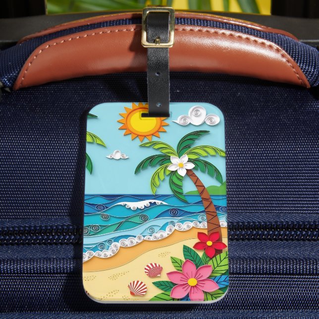 Palm Trees on the Beach Personalized Bagagebricka (Framsida Insitu 2)