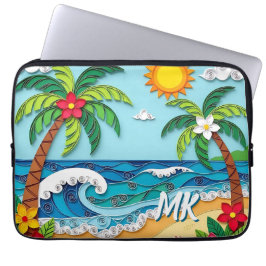 Palm Trees on the Beach Personalized Laptop Fodral