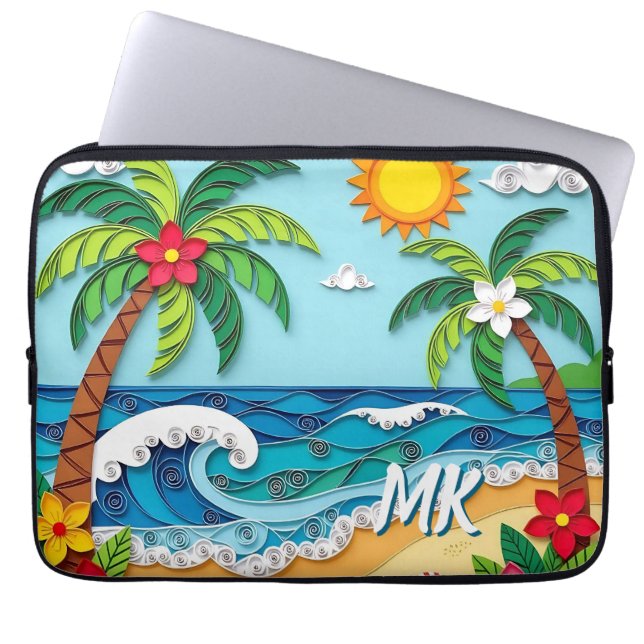 Palm Trees on the Beach Personalized Laptop Fodral (Framsidan)