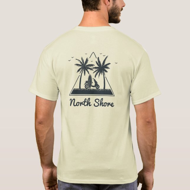 Palm Trees Surfboard Logo T Shirt (Baksida)