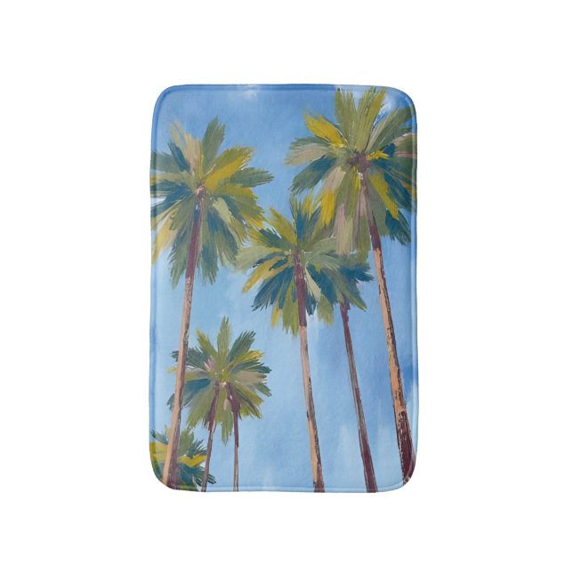 Palm Trees Watercolor Art Tropical Badrumsmatta (Framsidan (Vertikal))