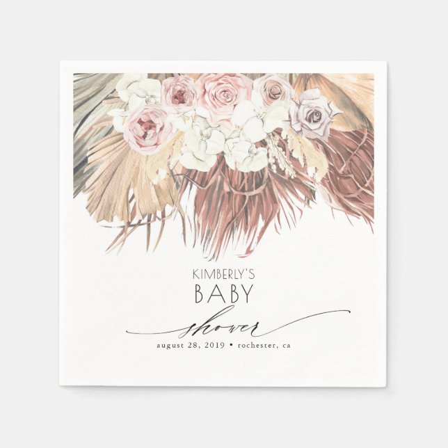 Palm Tropisk Boho Baby Shower/ Bröllopsfest Pappersservett (Framsidan)
