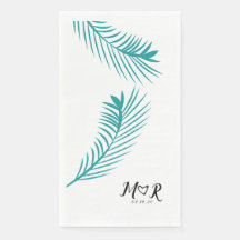 Palm Tropskt Blad Blad Bröllopslogotyp