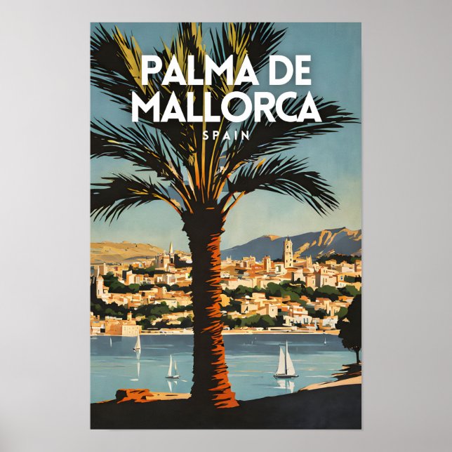 Palma De Mallorca Nostalgic Spain Retro Travel Poster (Framsidan)