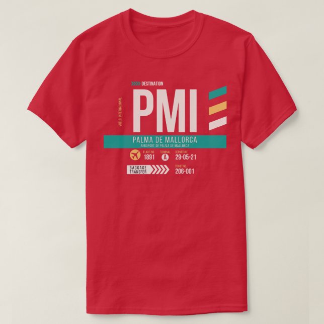 Palma de Mallorca PMI Airport Code Baggage Märkre T Shirt (Design framsida)