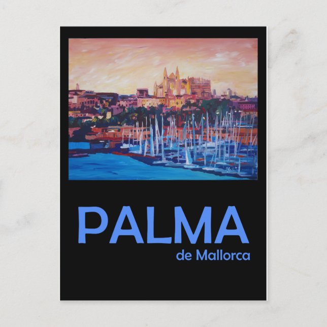 Palma de Mallorca Retro Travel Poster Vykort (Framsida)
