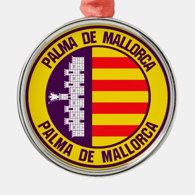 Palma de Mallorca Round Emblem Julgransprydnad Metall (Framsidan)