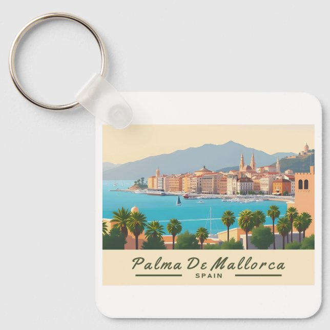 Palma de Mallorca Spain Pastel Travel Nyckelring (Framsida)