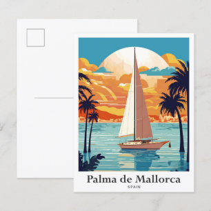 Palma de Mallorca Spain Travel Illustration Vykort