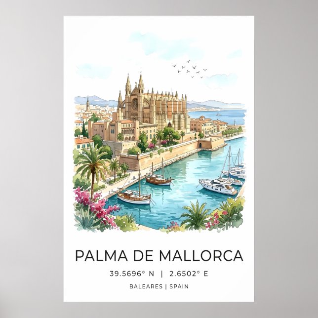 Palma De Mallorca Väggkonst Kust Resa Affisch (Framsidan)