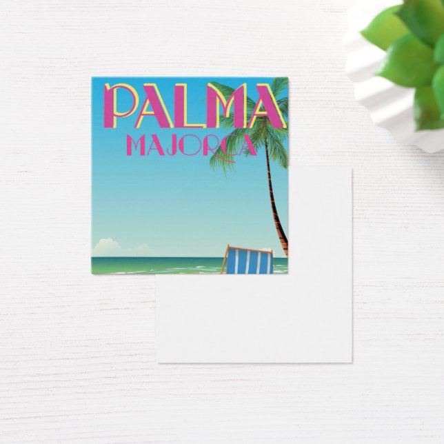Palma Majorca strand semesteraffisch Fyrkantigt Visitkort (Skivbord)