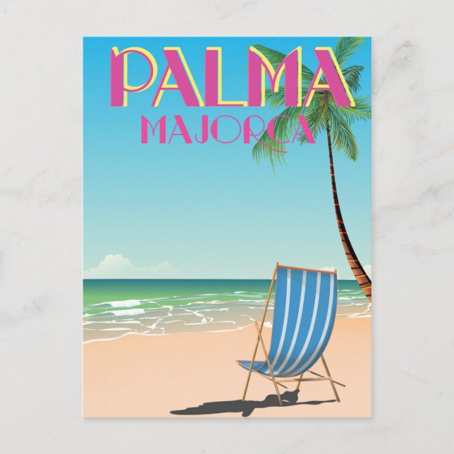 Palma Mallorca Strand semesteraffisch Vykort (Framsida)