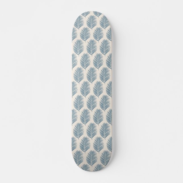 Palmblad Blått Och Kräm Mini Skateboard Bräda 18,5 Cm (Framsida)