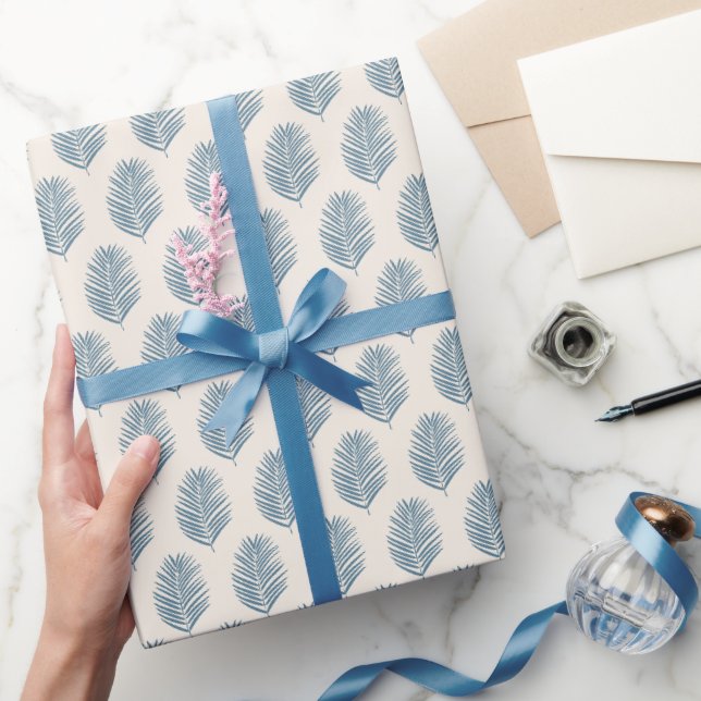 Palmblad Blått Och Kräm Presentpapper (Gifting)