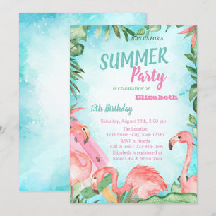 Palmblad, Flamingos, Glassburen födelsedagsfest   Inbjudningar