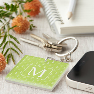 Palmblad Grönt och Vitt Ankare Monogram
