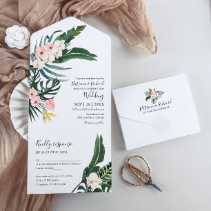 Palmblad Hibiskus Tropisk Elegant Bröllop
