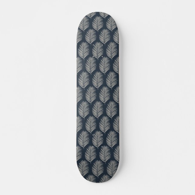 Palmblad Navyblå Och Kräm Mini Skateboard Bräda 18,5 Cm (Framsida)