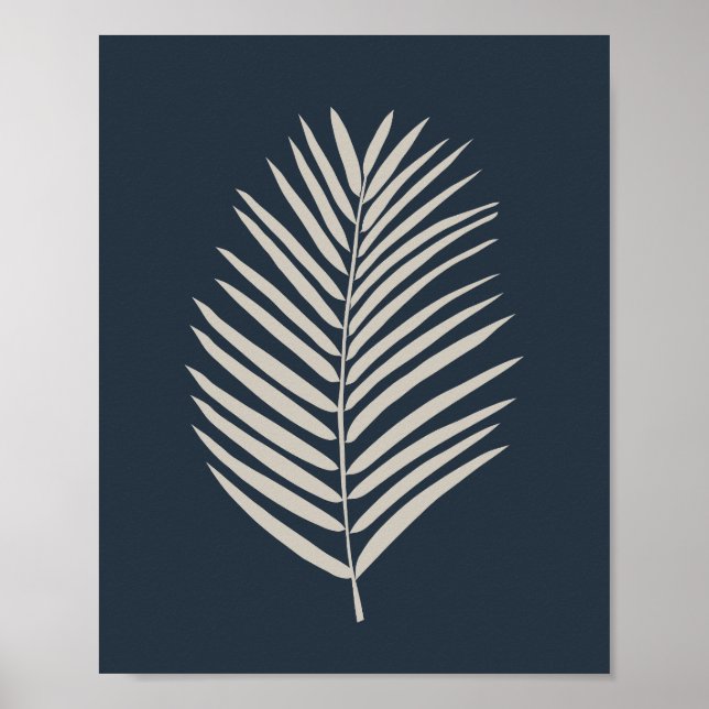 Palmblad Navyblå Och Kräm Poster (Framsidan)