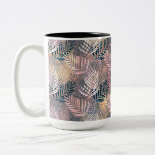 Palmblad, tropisk, Botanisk, blad, djungel, Två-Tonad Mugg