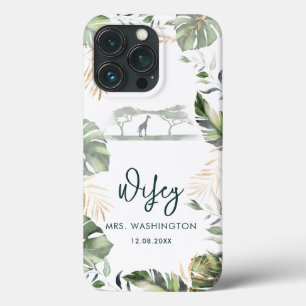 Palmblad Tropisk Safari Wifey Script Brud
