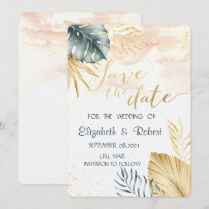 Palmblad Watercolor Spara Datum Datumet